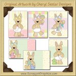 Stuffed Baby Bunny Cards Collection Printable Craft Download