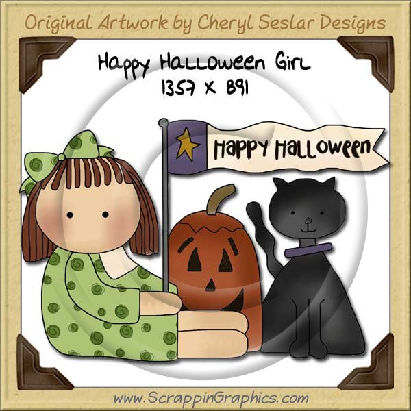 Happy Halloween Girl Single Graphics Clip Art Download - Click Image to Close