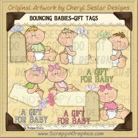 Bouncing Babies Gift Tags Limited Pro Clip Art Graphics