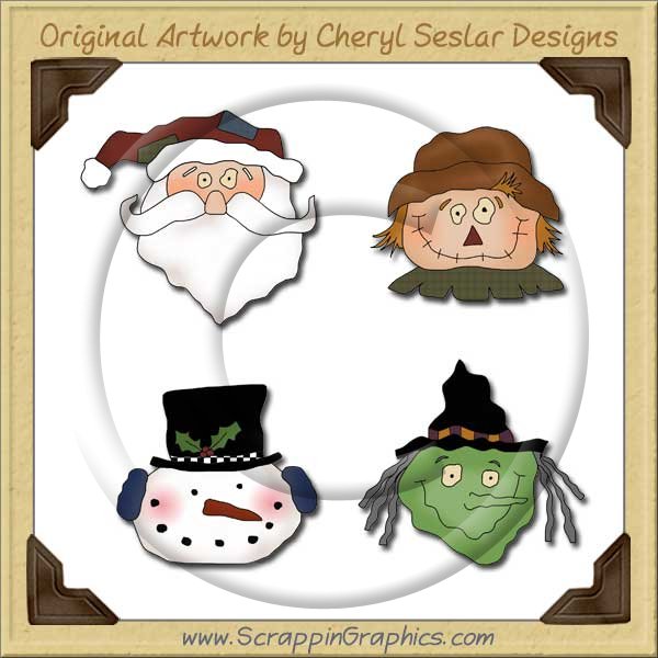 Holiday Faces Collection Graphics Clip Art Download - Click Image to Close