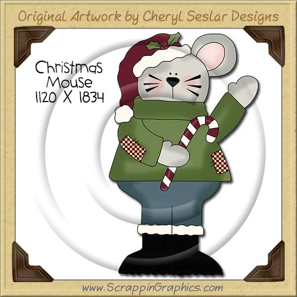 Christmas Mouse Single Clip Art Graphic Download - Click Image to Close