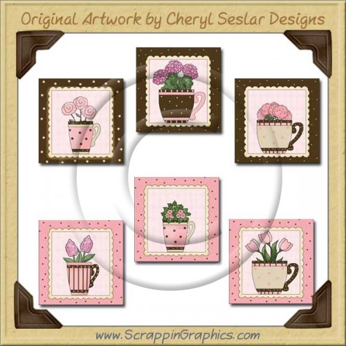 Flowers & Tea Blocks Graphics Clip Art Download