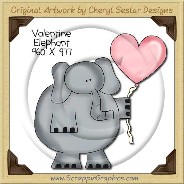 Valentine Elephant Single Clip Art Graphic Download - Click Image to Close