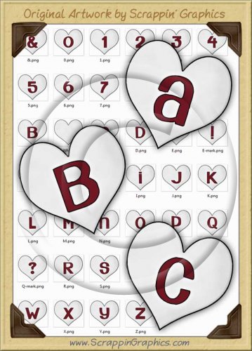 White Candy Hearts Letters & Numbers Clip Art Graphics