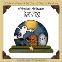 Whimsical Halloween Snow Globe Single Graphics Clip Art Download