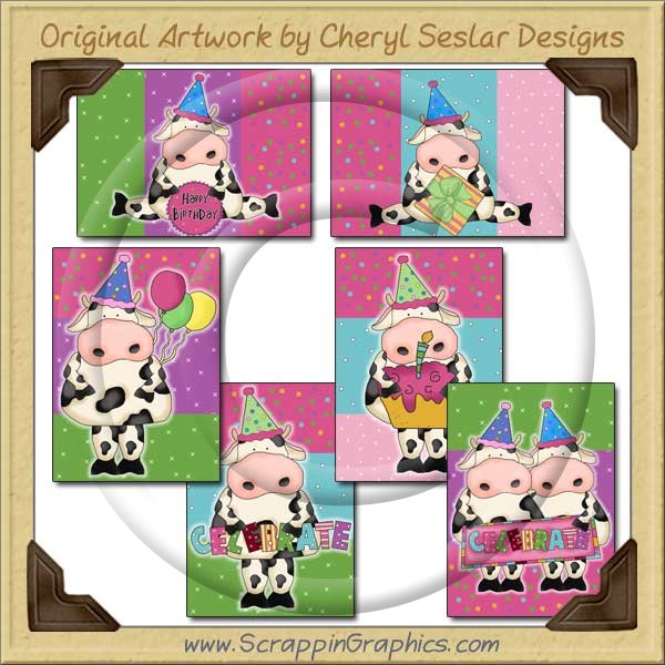Birthday Cows Sampler Card Printable Craft Download - Click Image to Close