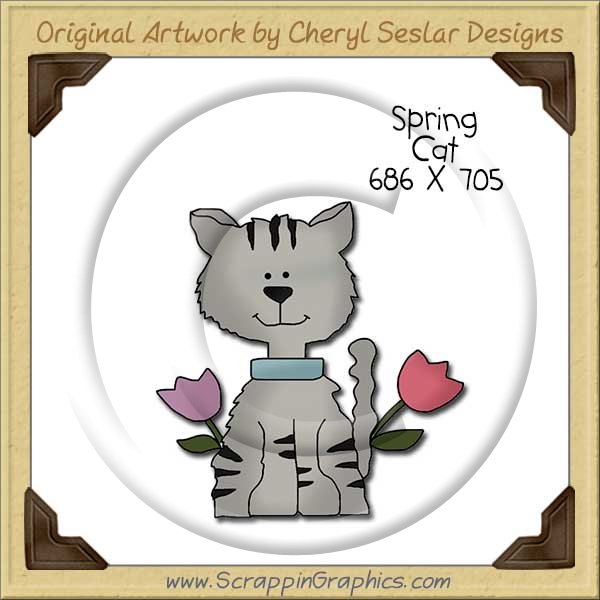 Spring Cat Single Clip Art Graphic Download - Click Image to Close