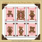 Valentine Bears Greeting Cards Sampler Printable Download