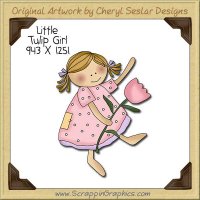 Little Tulip Girl Single Clip Art Graphic Download