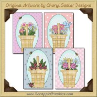 Flower Basket Card Sampler Collection Printable Craft Download