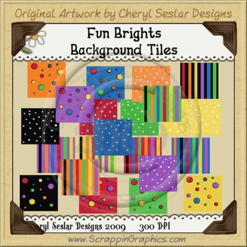 Fun Brights Background Tiles Clip Art Graphics