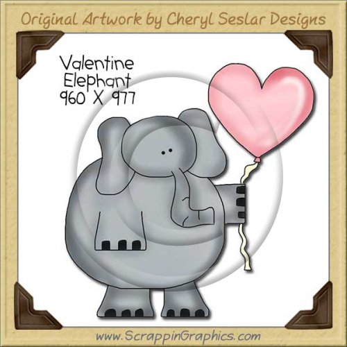 Valentine Elephant Single Clip Art Graphic Download