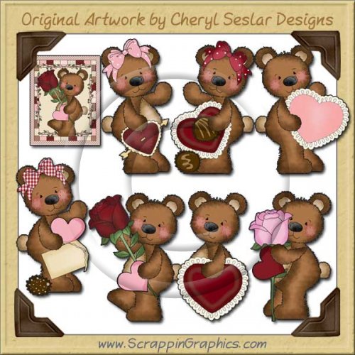 Raggedy Bears Valentines Graphics Clip Art Download