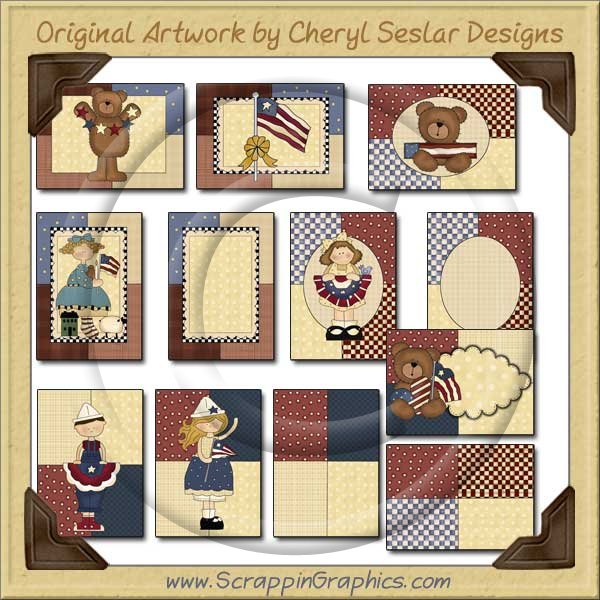 Americana Hodge Podge Sampler Card Printable Craft Download - Click Image to Close