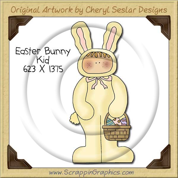 Easter Bunny Kid Single Clip Art Graphic Download - Click Image to Close