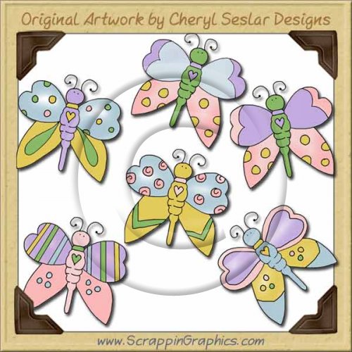 Pastel Butterflies Collection Graphics Clip Art Download