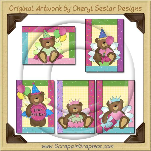 Princess Birthday Bear Sampler Card Printable Download - Click Image to Close