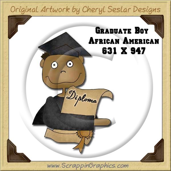 African American Graduate Boy Single Graphics Clip Art Download - Click Image to Close