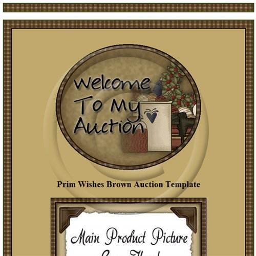 Prim Wishes Brown Auction Template