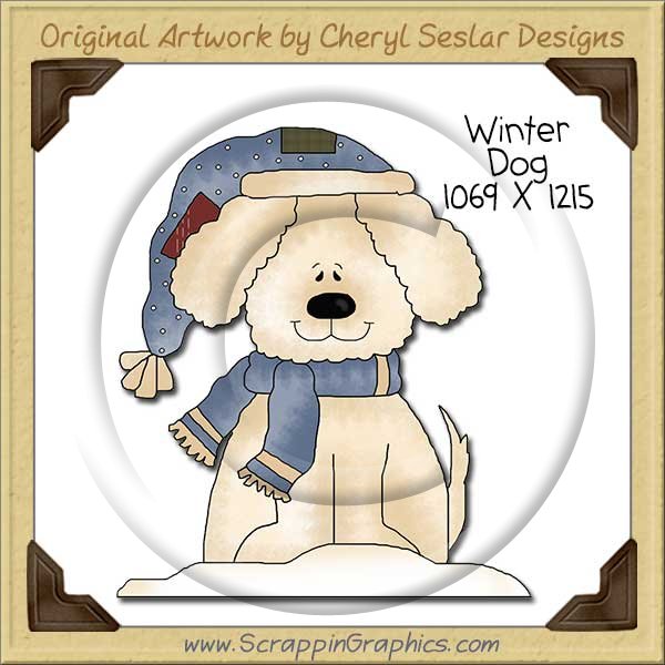 Winter Dog Single Clip Art Graphic Download - Click Image to Close