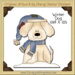 Winter Dog Single Clip Art Graphic Download