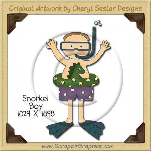 Snorkel Boy Single Clip Art Graphic Download