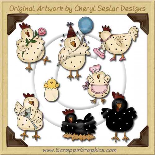 Silly Chicks Collection Graphics Clip Art Download