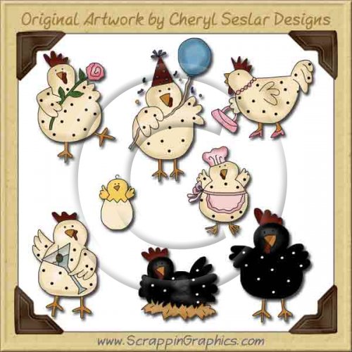 Silly Chicks Collection Graphics Clip Art Download