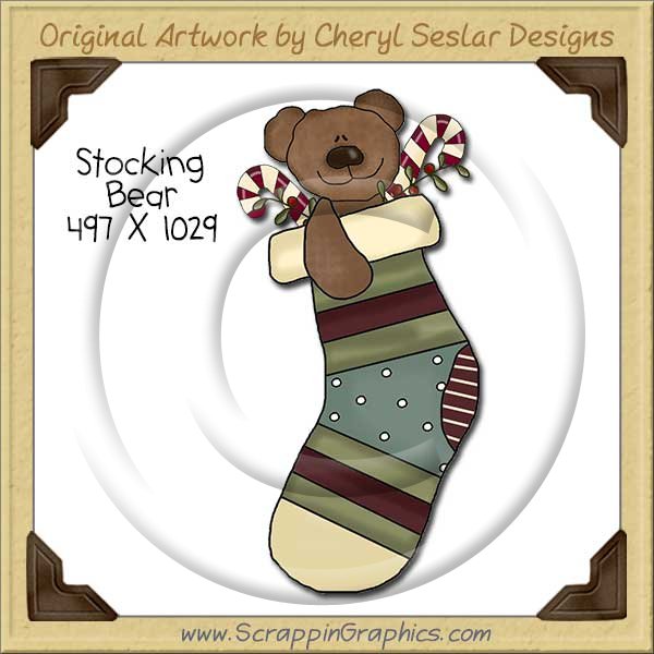 Stocking Bear Single Clip Art Graphic Download - Click Image to Close