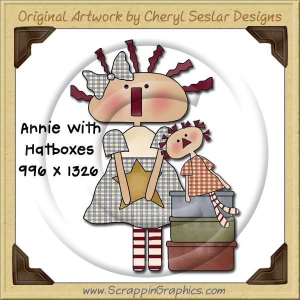 Annie With Hatboxes Single Graphics Clip Art Download - Click Image to Close