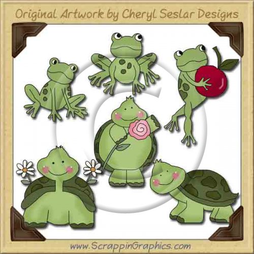 Turtles & Frogs Collection Graphics Clip Art Download