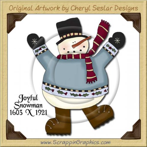 Joyful Snowman Single Graphics Clip Art Download