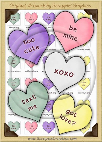 Candy Hearts Sediment Clip Art Graphics