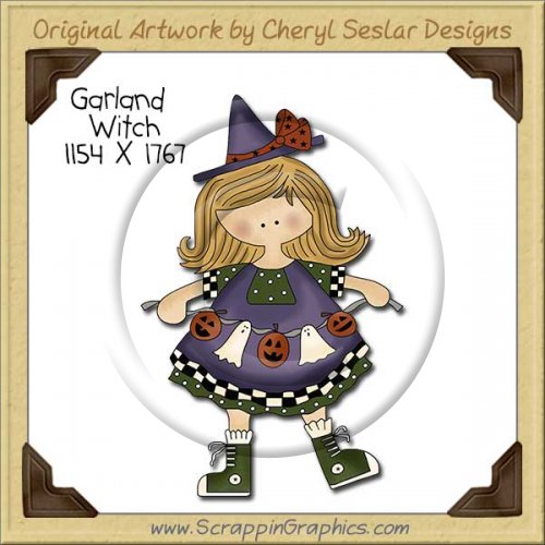Garland Witch Single Clip Art Graphic Download