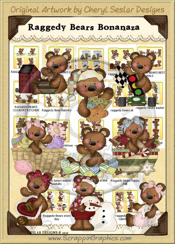 Raggedy Bears Bonanza Collection Graphics Clip Art Download - Click Image to Close