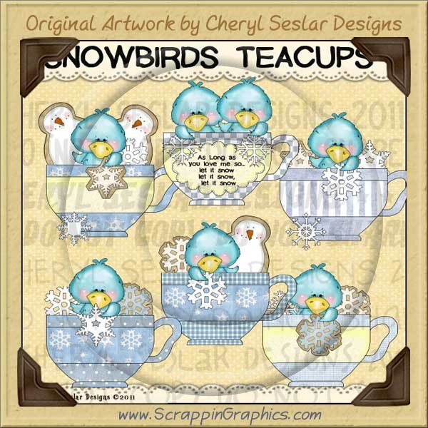Snowbird Teacups Limited Pro Clip Art Graphics - Click Image to Close
