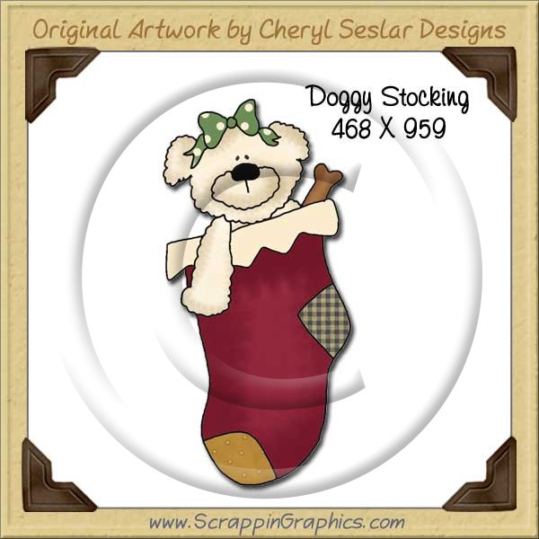 Doggy Stocking Single Graphics Clip Art Download - Click Image to Close