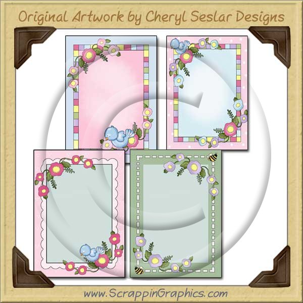 More Pretty Flower Card Frames Sampler Printable Download - Click Image to Close