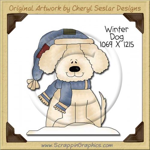 Winter Dog Single Clip Art Graphic Download
