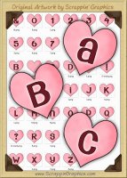 Pink Candy Hearts Letters & Numbers Clip Art Graphics