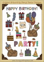 Reseller -Happy Birthday Sticker Page Clip Art Graphics