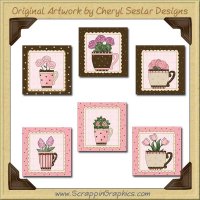 Flowers & Tea Blocks Graphics Clip Art Download