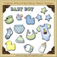Baby Boy Elements Collection Graphics Clip Art Download