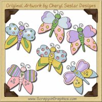 Pastel Butterflies Collection Graphics Clip Art Download