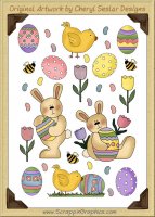 Reseller - Easter Wishes Sticker Page Clip Art Graphics