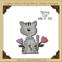 Spring Cat Single Clip Art Graphic Download