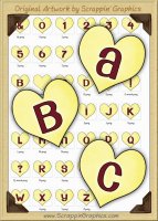 Yellow Candy Hearts Letters & Numbers Clip Art Graphics