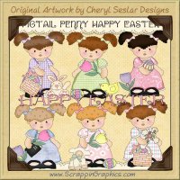 Pigtail Penny Happy Easters Limited Pro Clip Art Graphics